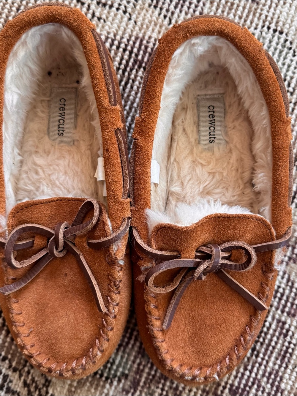 Crewcuts Brown Suede Fleece-Lined Slippers sz K2